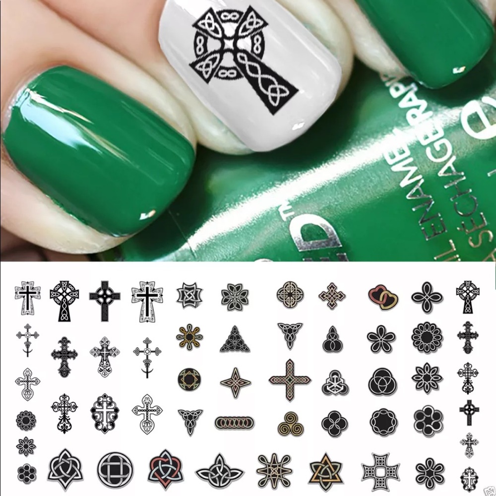 💌BO/GO$6 Celtic Irish Cross Transfer Nail Decals